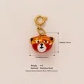 Pendentif tête de tigre orange et rouge en acier inoxydable, placage en or 18 carats. - Tigre