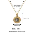 Collar relicario de cobre bañado en oro con colgante de estrella y medidas detalladas. - Estilo Relicario de Estrella Octogonal