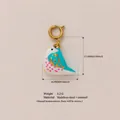 Magnifique pendentif oiseau en émail bleu et rose avec acier doré à l'or 18 carats de mode - Oiseau Bleu