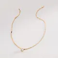 Collier chaîne serpent doré minimaliste avec un pendentif en zircon rond brillant - Chaîne Serpent Strass Circulaire (JFNK262214O) / Or