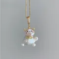 Elegant gold-plated clavicle necklace with a cute cat pendant made of baroque pearls - Sitting Cat Style (JPNK253005Z) / Gold