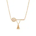 Détail du collier raquette de badminton doré avec des perles et breloque de volant - Collier de Perle Artificielle de Raquette de Badminton