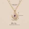 Dimensioni dettagliate della collana locket floreale retrò in rame - Stile fiore rosso ovale (9)