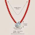 Rote Perlenkette mit Harz-Nautilus-Anhänger und präzisen Größenmessungen - Nautilus Roter Karneol-Stil / Rot