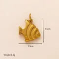 Small minimalist fish pendant charm made of stainless steel with 18K gold plated finish, 1.5cm - Small Fish Pendant