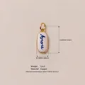 Gold-plated copper oval pendant accessory with blue Amore script on white enamel - Amore Oval Charm (5)
