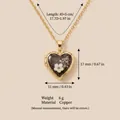 Collana medaglione a cuore retrò con fiori secchi e catena in rame, dimensioni chiare - Stile fiore bianco a cuore (12)