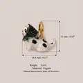 Close-up of a hand-painted spotted dog pendant with precise size and weight specifications - Black Headscarf Cat