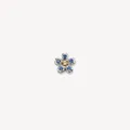 Pendentif fleur en argent délicat avec incrustations de cristaux bleus et jaunes - Fleur Bleue (HSNK255015SI)