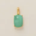 Elegante pendente rettangolare con pietra verde e montatura in rame placcato oro - Ciondolo rettangolare verde (13)