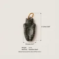 Detailed view of dark grey cat pendant with dimensions and stainless steel material info - Small Gray Cat Pendant