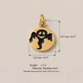 Gold stainless steel Halloween ghost pendant charm with 12mm width and 1.7g weight info - Dancing Ghost Pendant (JFNY224070301B)