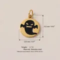 Halloween ghost pendant in 18K gold plated stainless steel with black enamel detail - Evil Ghost Pendant (JFNY224070301B)