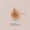Pendente rotondo in acciaio inossidabile con motivo floreale vintage e placcatura oro 18K - Accessorio Ciondolo Sole Ingranaggio No.1 / 15x13mm