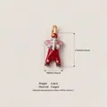 Detailed specifications of a red enamel elephant charm, including weight and dimensions. - Pendant