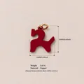 Detailed product specifications for a red enamel dog pendant showing dimensions. - Red Horse Pendant