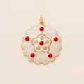Exquisite enamel flower pendant with red stones for DIY jewelry making and bag charm - Red Rhinestone Flower