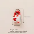 Cute red and white enamel coffee cup charm pendant in stainless steel - Watermelon Red Bow Cup Pendant (No. 8)