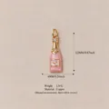Pendentif bouteille de champagne rose avec motif cœur en cuivre plaqué or pour DIY. - Pendentif bouteille de champagne uniquement (Sans chaîne) / 22,1 mm x 6 mm