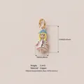 Hand-painted doll girl charm pendant in colorful copper for DIY jewelry creations - Princess Pendant