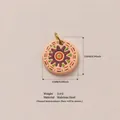 Ronde roestvrijstalen hanger met bohemien mandala patroon 15 mm 0,59 inch maat - Nr.16 Bruin Patroon Hanger Accessoire