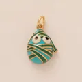 Türkisgrüner Emaille-Mumien-Monster-Anhänger für DIY-Armbänder mit goldener Öse - Versiegelte Puppe