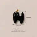 Black chubby cat pendant in stainless steel, 13x15mm DIY jewelry craft accessory tag - Black Cat Pendant