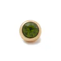 Pendentif de collier rond doré minimaliste avec une pierre en verre vert facettée - Breloque Août (HSNK255015SI) / 1 Pièce
