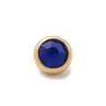 Pendentif de collier rond doré avec une pierre précieuse en cristal de verre bleu foncé - Breloque Septembre (HSNK255015SI) / 1 Pièce