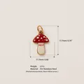 Detailed view of red enamel mushroom pendant in gold plated 316 stainless steel with size - No.3 Mushroom Pendant Accessory / Gold