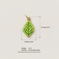 Detail view showing dimensions of green leaf pendant made of 316 stainless steel - 4-Leaf Pendant