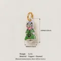 Handmade cute enamel animal charm pendant in green for DIY necklaces and jewelry crafts - Mouse Pendant Only (Without Chain)