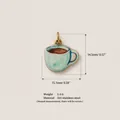 Detailed view of coffee cup charm made from 316 stainless steel with size and weight info. - Coffee Cup Charm / Mint Green