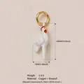 Detailed white enamel rooster charm pendant for DIY jewelry making and necklaces - Rooster Pendant Only (Without Chain)