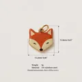 Detailed view of 316 stainless steel fox pendant with dimensions and weight info. - Little Fox Pendant / Orange