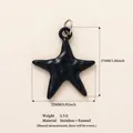 Black enamel starfish star pendant charm made of durable stainless steel jewelry accessory - Black Star Pendant