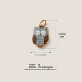 Detailed view of 316 stainless steel owl charm with dimensions and weight info - Owl Pendant / Blue