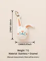 Cute hand-painted enamel rabbit head charm pendant made of stainless steel for DIY - Little Rabbit Pendant