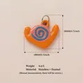 Cute orange snail enamel pendant accessory made of high-quality stainless steel - Snail Pendant (MQPK254417R) / Multicolor