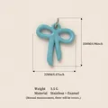 Light blue enamel bow charm pendant jewelry accessory in stainless steel with dimensions - Bowknot Pendant