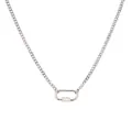 Elegant silver metal chain necklace featuring a minimalist industrial carabiner pendant design - Steel Small Oval Carabiner Paperclip Chain (RSDZ20260327Y) / Necklace