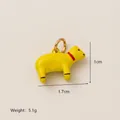 Gelber Bär Anhänger für DIY Schmuck, 1,7 cm x 1 cm, vergoldeter Ring - Gelber Welpenanhänger