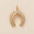 Elegant gold-plated horseshoe necklace pendant set with clear crystals in a minimalist style - Horseshoe (Pendant)