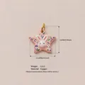 Detailed macro shot of the pink star pendant featuring a 3D rabbit head and floral prints - Long-Eared Rabbit Star Pendant / Pendant Only (No Chain)