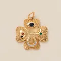 Gold four-leaf clover pendant featuring evil eye, heart, star and horseshoe lucky motifs - Lucky Clover Pendant Only