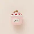Cute pink jam jar pendant DIY accessory in 18K gold plated stainless steel finish - Strawberry Jam Pendant