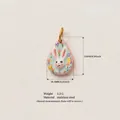 Cartoon bunny and floral teardrop pendant made of stainless steel for DIY jewelry - Long-Eared Rabbit Pendant Only (Without Chain) / 15x10.3mm / Light Cyan/White Rabbit