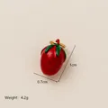 Kleine rode tomaatvormige vergulde emaille hanger voor DIY-sieraden maat 1x0,7cm - Rode Aardbei Hanger