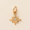 Elegante pendente a forma di stella dorata con una pietra centrale scintillante - Pendente Stella a Otto Punte Brillante / Oro