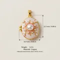Detailed view of vintage pearl locket pendant with size and weight info - White Pearl Style
